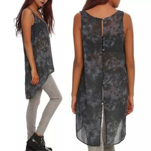 Midnight Hour Skull Open-Back Tank Top Sz SM